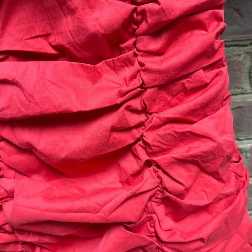 Main Strip Women’s Red One Shoulder Ruched Ruffle Mini Dress Size Small NEW - Picture 6 of 9
